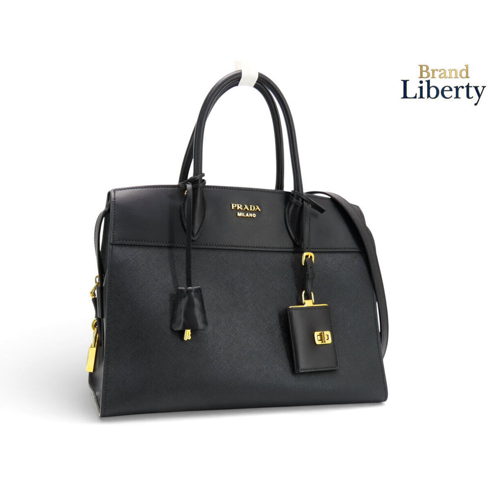 Prada Esplanade bag Saffiano City Calf leather handbag tote shoulder black